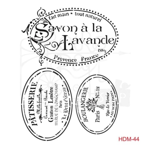Szablon maska 25x25 Szyldy francuskie Savon a la Lavande HDM44 Cadence