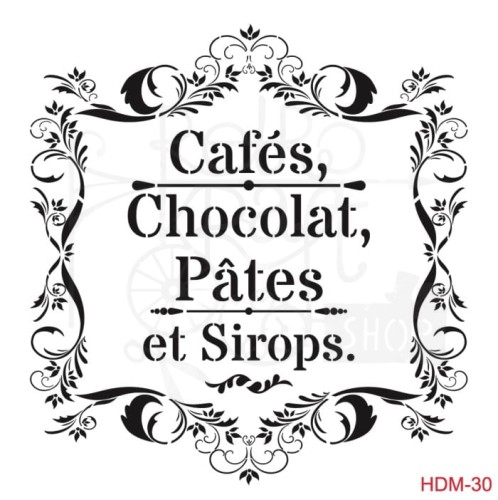 Szablon maska 25x25 Napis Cafes Chocolat i ornamenty HDM30 Cadence