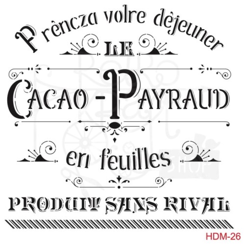 Szablon maska 25x25 Napis francuski Cacao Payraud HDM26 Cadence