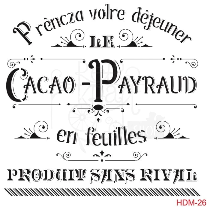 Szablon maska 25x25 Napis francuski Cacao Payraud HDM26 Cadence