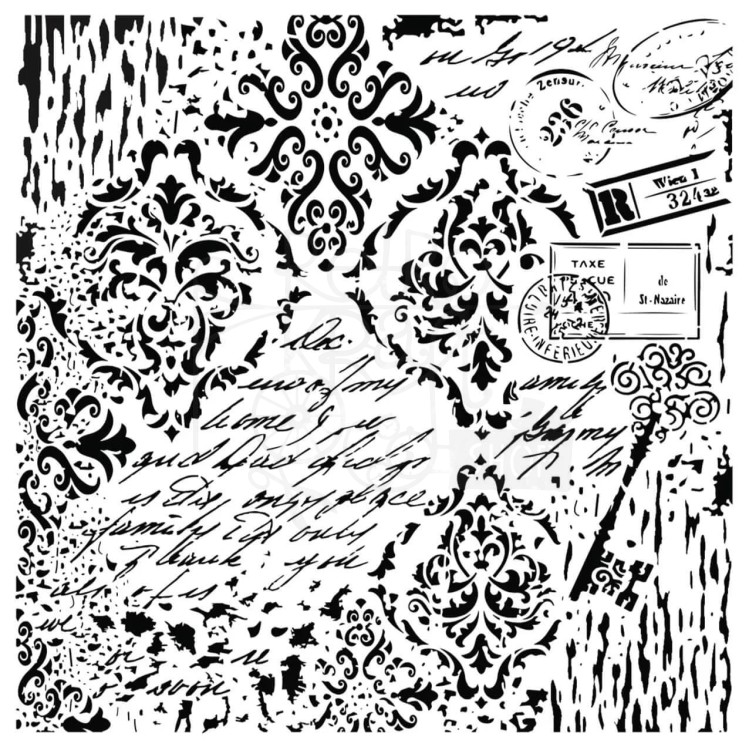 Szablon maska 25x25 Grunge ornament pismo pieczątki GCSM015 Cadence