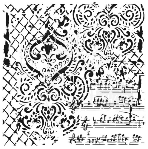 Szablon maska 25x25 Grunge ornament nuty GCSM014 Cadence