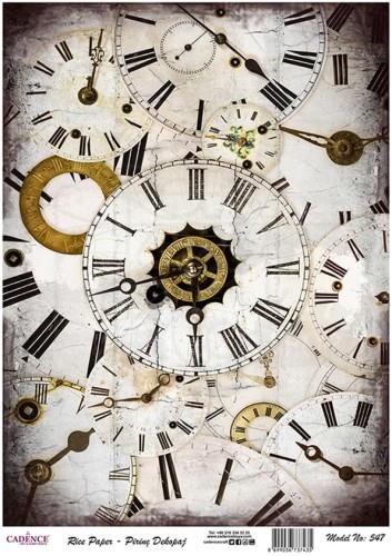 Papier ryżowy do decoupage A4 Tarcze zegarów retro PR0547 Cadence