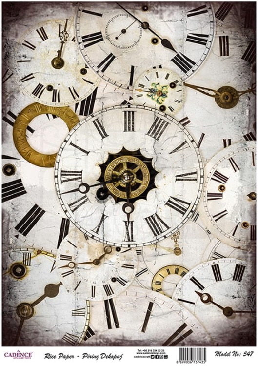 Papier ryżowy do decoupage A4 Tarcze zegarów retro PR0547 Cadence