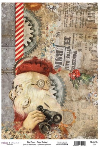 Papier ryżowy do decoupage A4 Boże Narodzenie Święty Mikołaj steampunk PR0884 Cadence