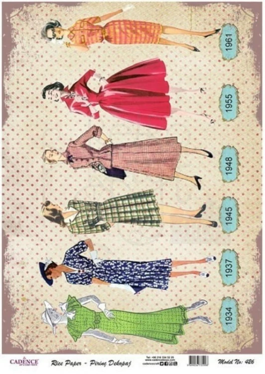 Papier ryżowy do decoupage A4 Kobiety retro PR0426 Cadence