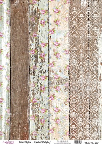 Papier ryżowy do decoupage A4 Deski różyczki i ornament PR0388 Cadence