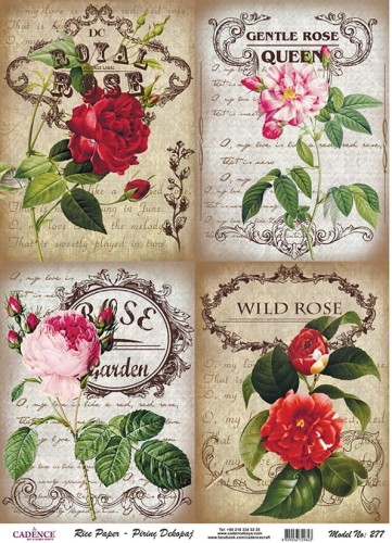 Papier ryżowy do decoupage A4 Róże retro PR0277 Cadence