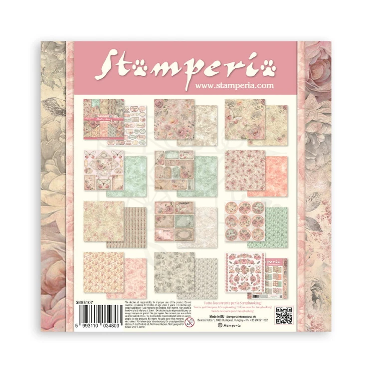 Zestaw papierów do scrapbookingu 20x20 Shabby Rose SBBS107 Stamperia