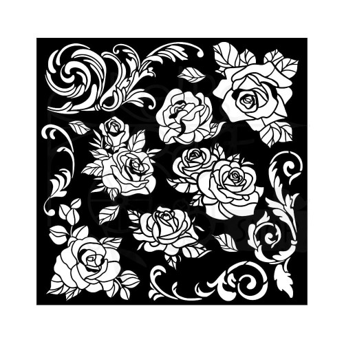 Szablon maska 18x18 Shabby Rose Różane tło KSTDQ104 Stamperia