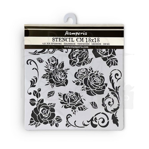 Szablon maska 18x18 Shabby Rose Różane tło KSTDQ104 Stamperia