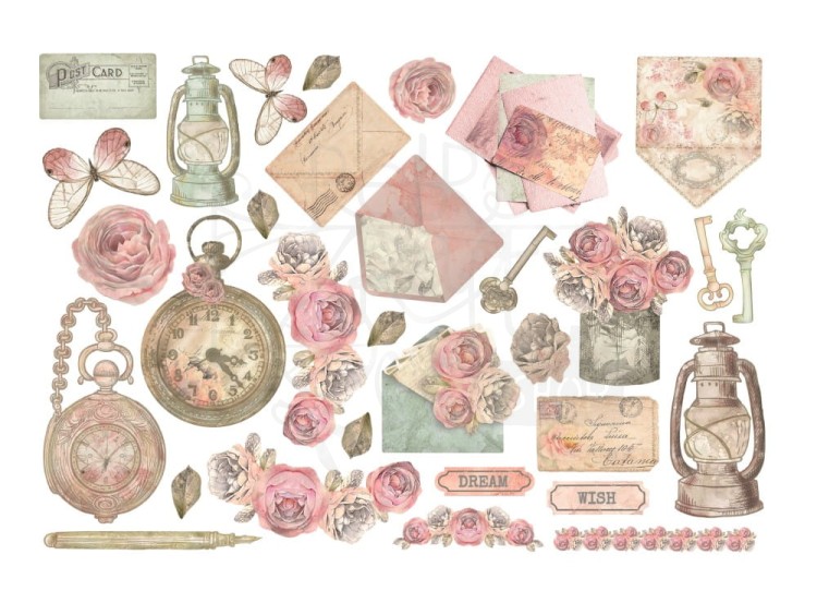Ozdoby papierowe samoprzylepne Ephemera Shabby Rose DFLCT47 Stamperia