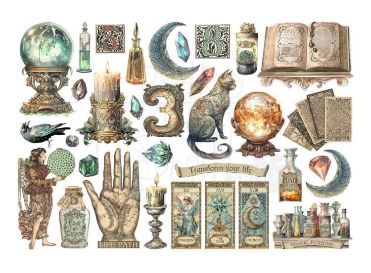 Ozdoby papierowe samoprzylepne Ephemera Fortune DFLCT46 Stamperia