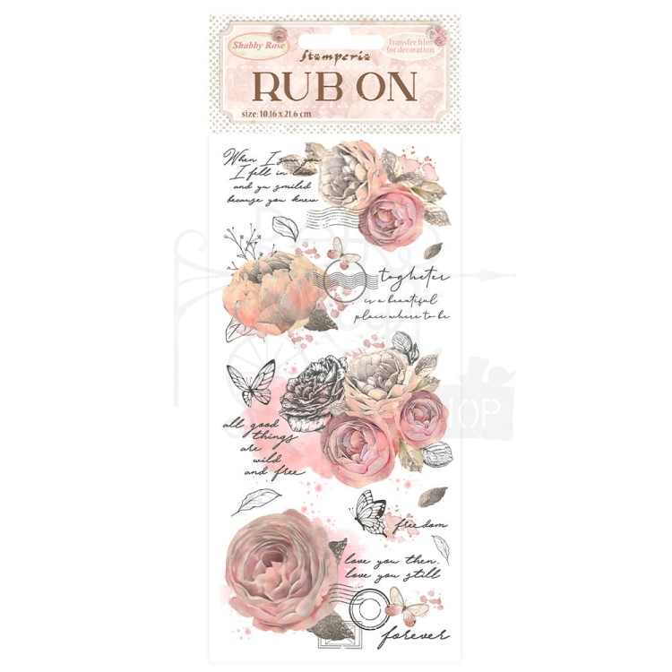 Rub-on transfer 10x21.6cm Shabby Rose DFLRB93 Stamperia