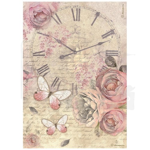Papier ryżowy A4 Shabby Rose Zegar DFSA4880 Stamperia