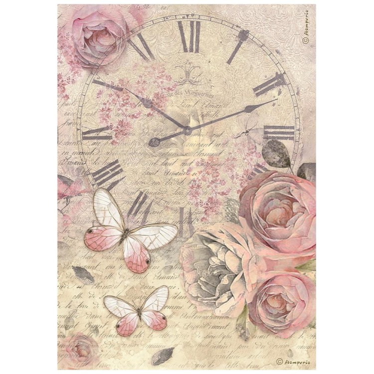 Papier ryżowy A4 Shabby Rose Zegar DFSA4880 Stamperia