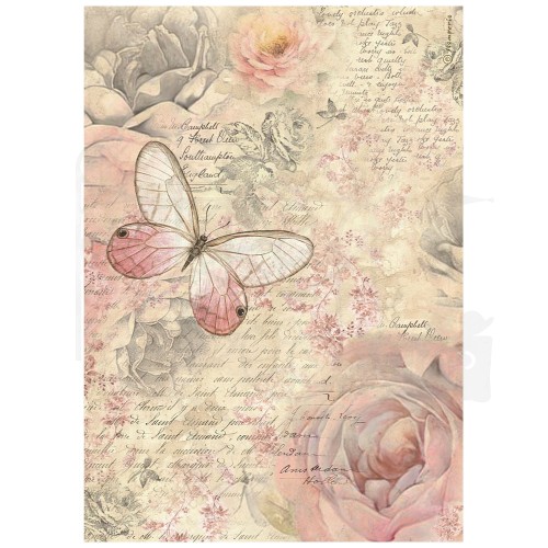 Papier ryżowy A4 Shabby Rose Motylek DFSA4878 Stamperia