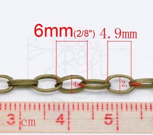 Łańcuszek metalowy 6x4mm – brąz 1mb