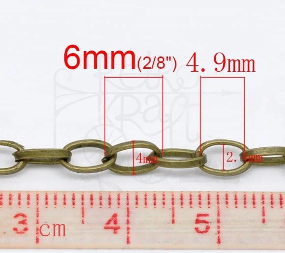 Łańcuszek metalowy 6x4mm – brąz 1mb