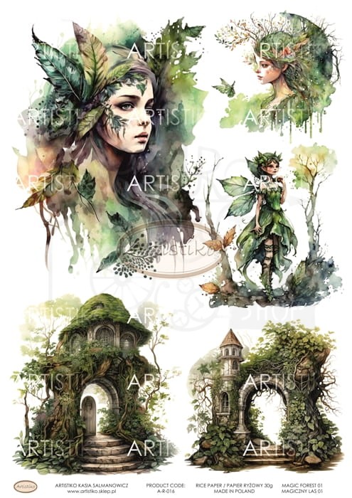 Papier ryżowy A4 Magiczny las 01 A-R-016 Artistiko