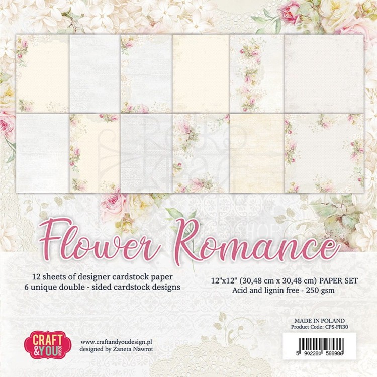 Zestaw papierów do scrapbookingu 30x30 Flower Romance CPS-FR30 Craft&amp;You Design