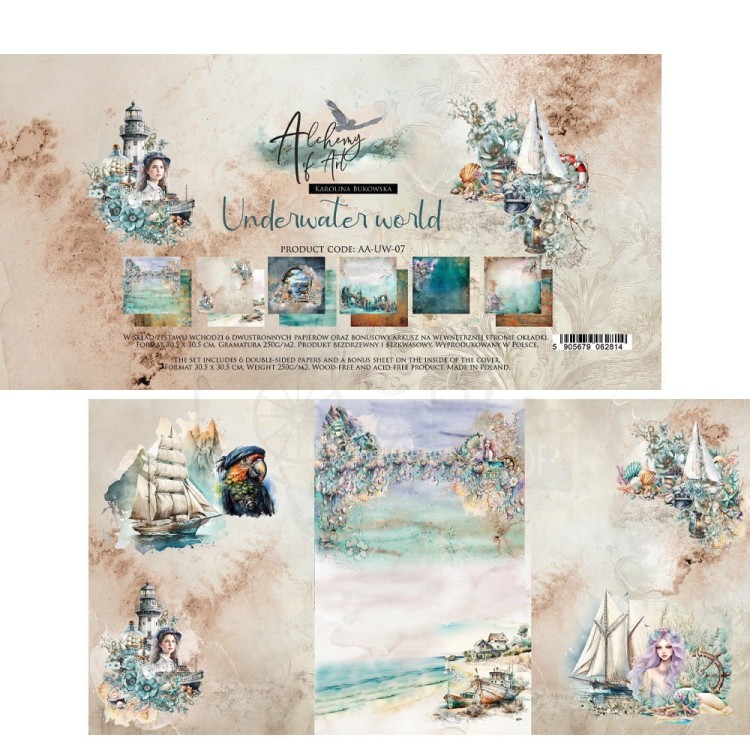 Zestaw papierów do scrapbookingu 30x30 Underwater World AA-UW-07 Alchemy of Art