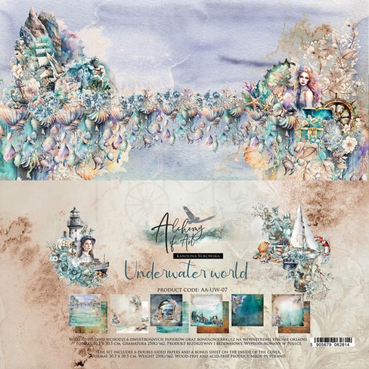 Zestaw papierów do scrapbookingu 30x30 Underwater World AA-UW-07 Alchemy of Art