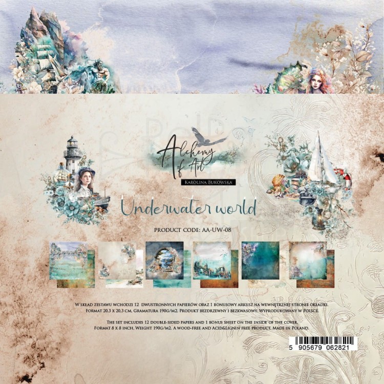 Zestaw papierów do scrapbookingu 20x20 Underwater World AA-UW-08 Alchemy of Art