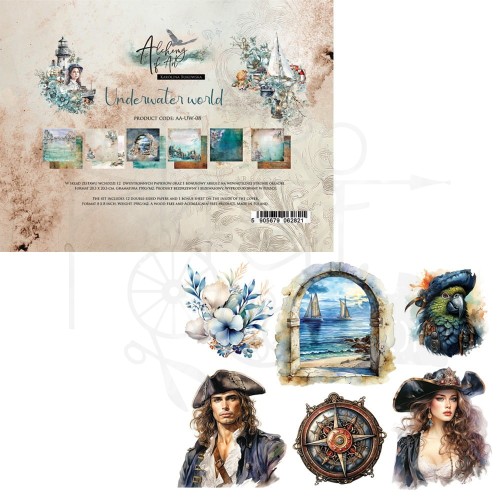 Zestaw papierów do scrapbookingu 20x20 Underwater World AA-UW-08 Alchemy of Art