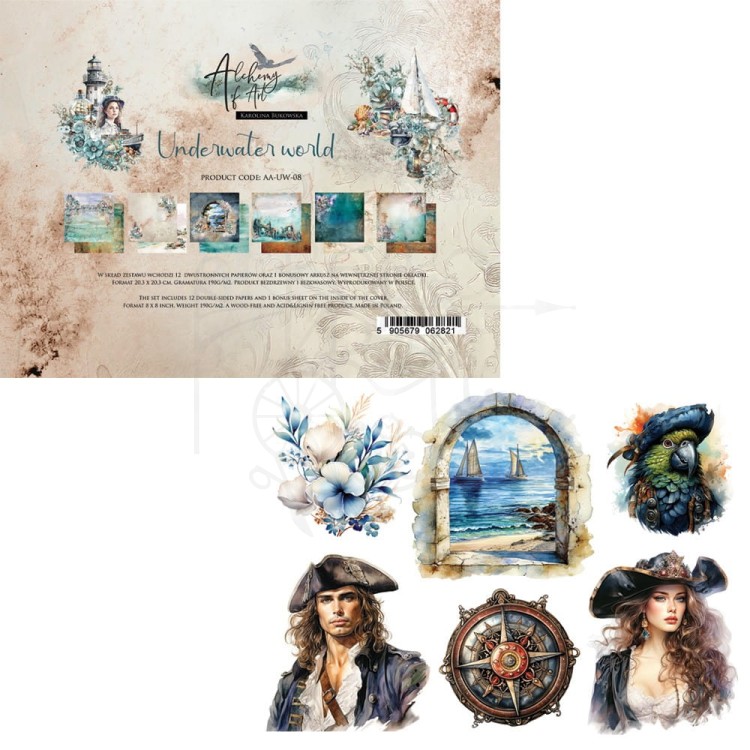 Zestaw papierów do scrapbookingu 20x20 Underwater World AA-UW-08 Alchemy of Art