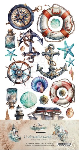 Zestaw papierów 15x30 dodatki do samodzielnego wycięcia Underwater World AA-UW-10 Alchemy of Art