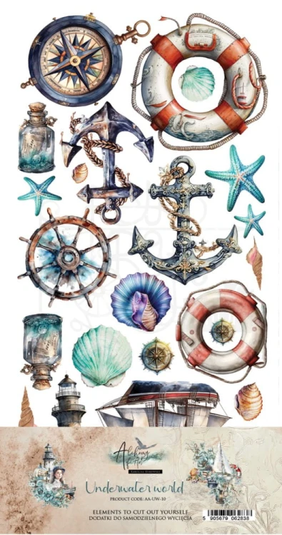 Zestaw papierów 15x30 dodatki do samodzielnego wycięcia Underwater World AA-UW-10 Alchemy of Art