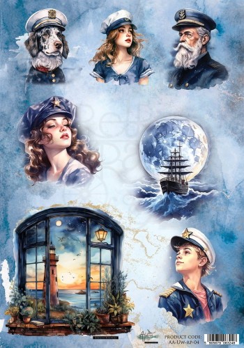 Papier ryżowy do decoupage A4 Underwater World Marynarz AA-UW-RP-04 Alchemy of Art