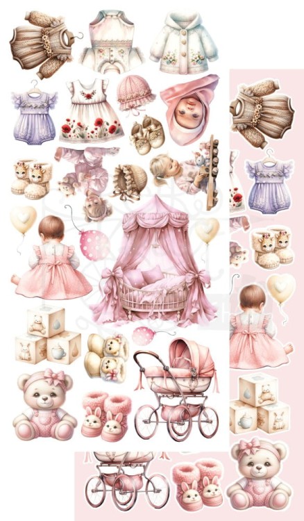 Zestaw papierów 15x30 dodatki do samodzielnego wycięcia My Little Baby AA-MLB-11 Alchemy of Art