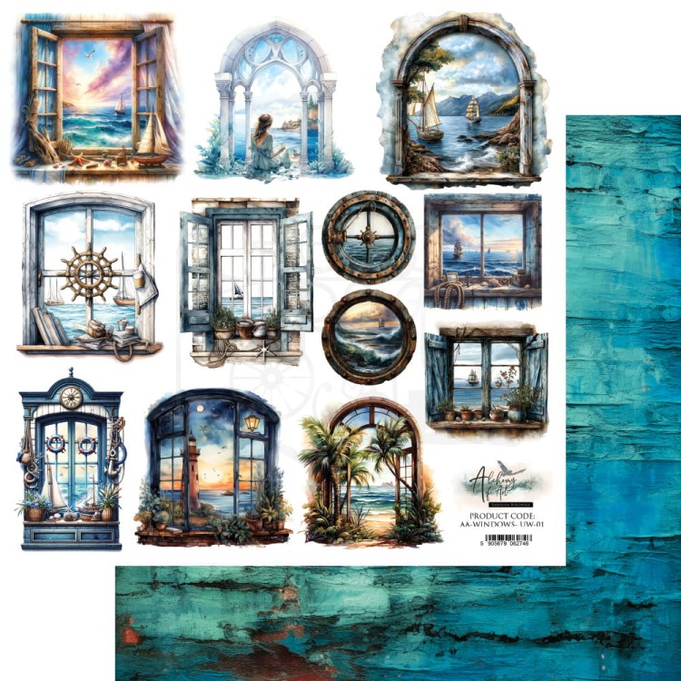 Papier 30x30 dodatki do samodzielnego wycięcia Underwater World Okna AA-window-UW-01 Alchemy of Art