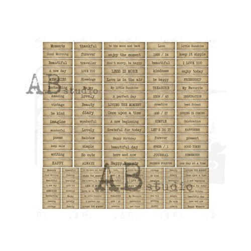 Ozdoby papierowe die-cuts Journal Words pack 3 ID-203 ABstudio