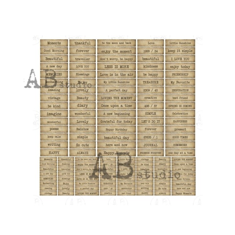 Ozdoby papierowe die-cuts Journal Words pack 3 ID-203 ABstudio
