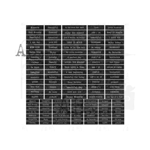 Ozdoby papierowe die-cuts Journal Words pack 4 ID-204 ABstudio