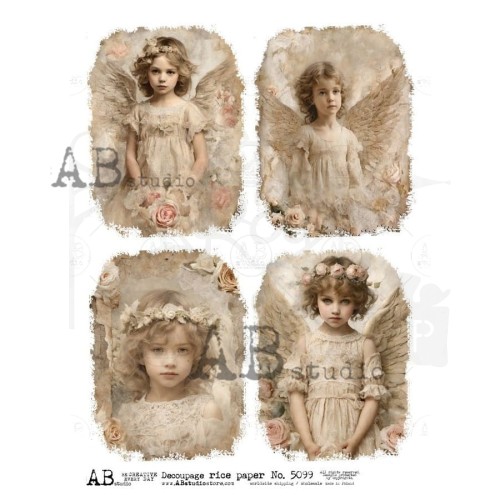 Papier ryżowy do decoupage A4 Dziewczynka aniołek - 4 karty ID-5099 ABstudio