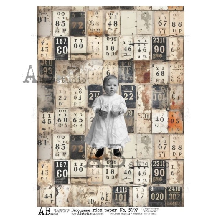 Papier ryżowy do decoupage A4 Mała dziewczynka retro ID-5197 ABstudio