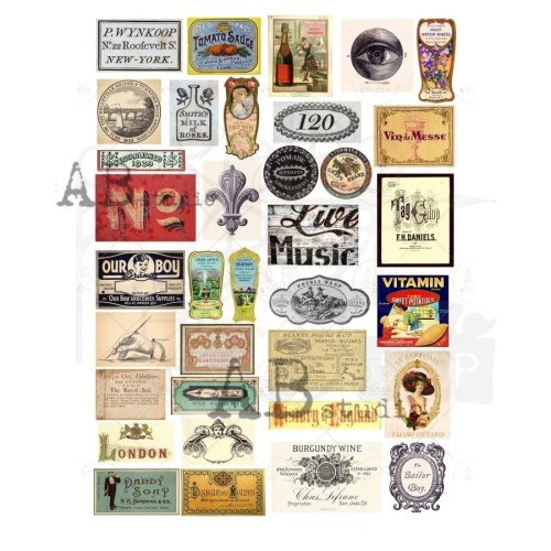 Naklejki papierowe A4 Etykiety vintage ID-12 ABstudio