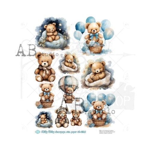 Papier ryżowy do decoupage A4 Misie ID-236 Milky Valley