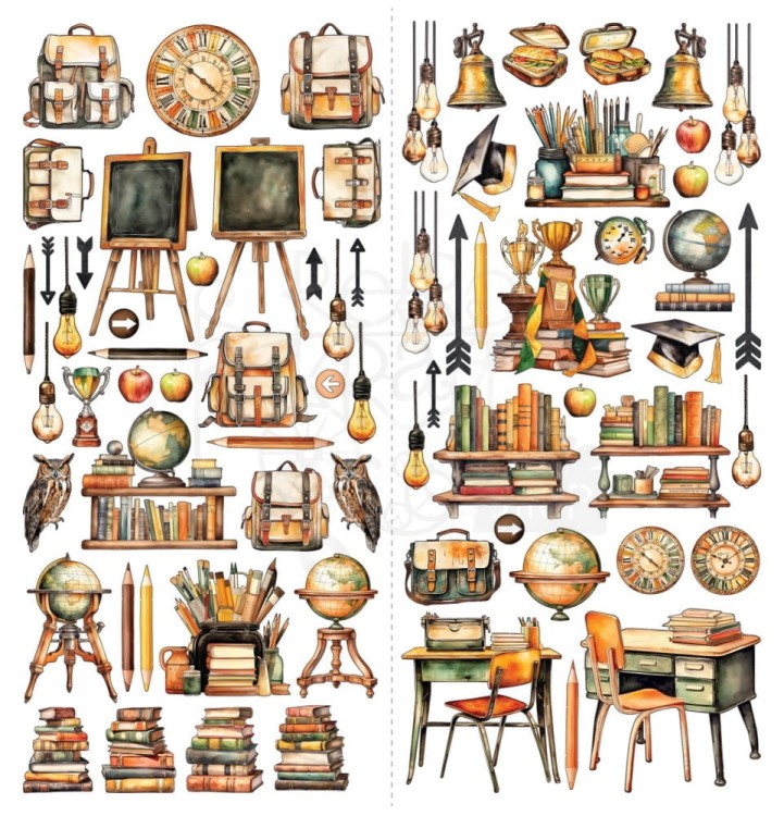 Ozdoby papierowe die-cuts Academia Elements AC-28171 49 and Market