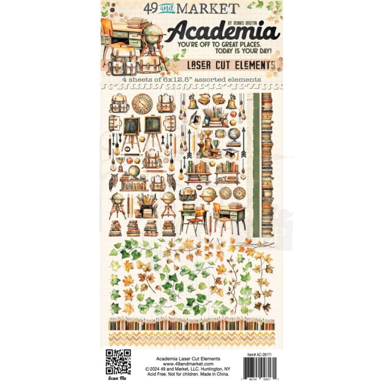 Ozdoby papierowe die-cuts Academia Elements AC-28171 49 and Market