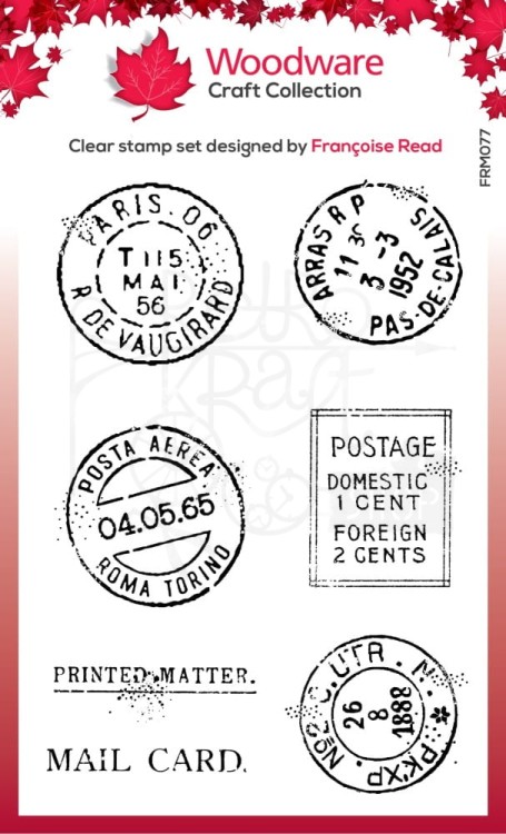 Stemple akrylowe Singles Extra Postmarks pieczątki pocztowe FRM077 Woodware Craft Collection