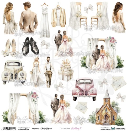 Papier 30x30 elementy do wycięcia Wedding 7 ScrapAndMe