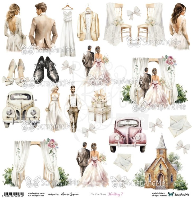 Papier 30x30 elementy do wycięcia Wedding 7 ScrapAndMe