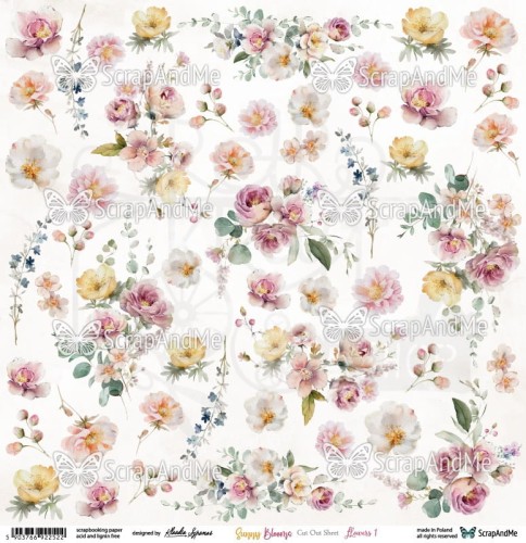 Papier 30x30 elementy do wycięcia Sunny Blooms - Flowers 1 ScrapAndMe