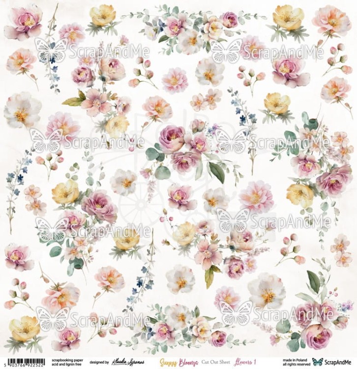 Papier 30x30 elementy do wycięcia Sunny Blooms - Flowers 1 ScrapAndMe