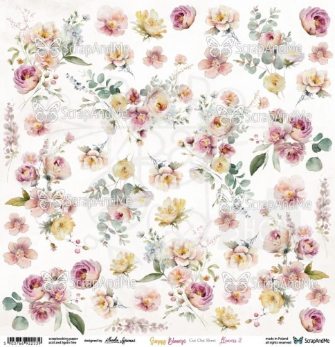 Papier 30x30 elementy do wycięcia Sunny Blooms - Flowers 2 ScrapAndMe
